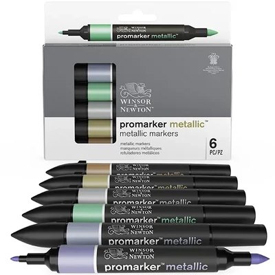 ProMarker kétvégű alkoholos filctoll készlet - 6 db, metallic