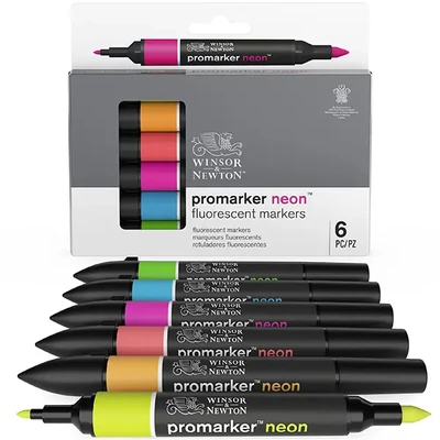 ProMarker kétvégű alkoholos filctoll készlet - 6 db, neon