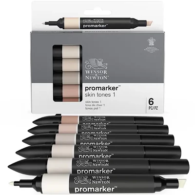 ProMarker kétvégű alkoholos filctoll készlet - 6 db, skin tones 1