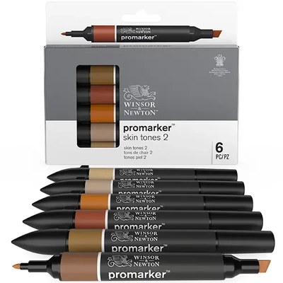 ProMarker kétvégű alkoholos filctoll készlet - 6 db, skin tones 2