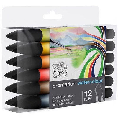 Promarker Watercolour kétvégű akvarell ecsetfilc készlet - 12 db, landscape tones