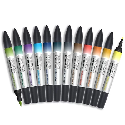 Promarker Watercolour kétvégű akvarell ecsetfilc készlet - 12 db, landscape tones