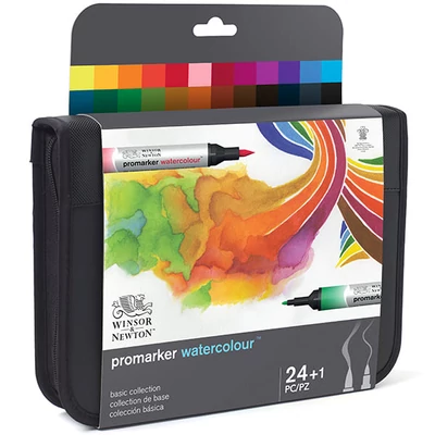 Promarker Watercolour kétvégű akvarell ecsetfilc készlet - 24 db, cipzáras tartóban