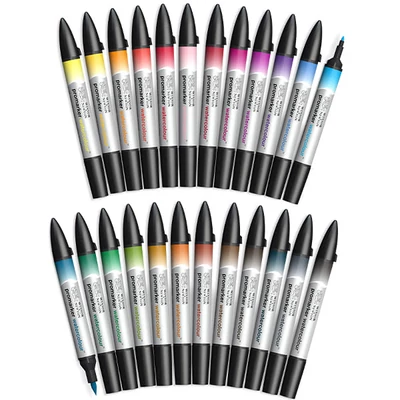 Promarker Watercolour kétvégű akvarell ecsetfilc készlet - 24 db, cipzáras tartóban
