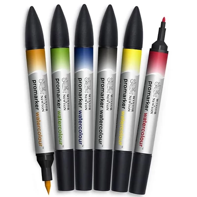 Promarker Watercolour kétvégű akvarell ecsetfilc készlet - 6 db, basic tones