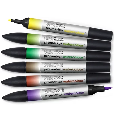 Promarker Watercolour kétvégű akvarell ecsetfilc készlet - 6 db, foliage tones