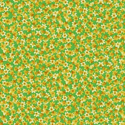 Patchwork anyag - Makower - Hello Spring Daffodil Green 085/G