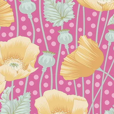 Patchwork anyag - Tilda Gardenlife - Poppies Pink 100303