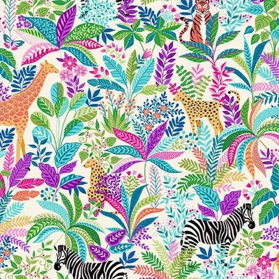 Patchwork anyag - Makower - Tropica 146/Q Wildlife cream