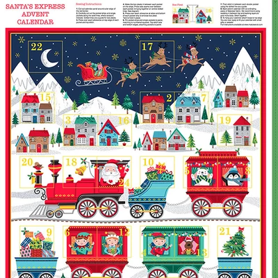 Patchwork anyag - Makower - Christmas 22 Reprint Santa Express 2387-1 Advent, Panel, 60cm