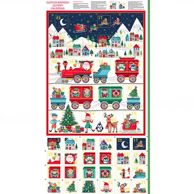 Patchwork anyag - Makower - Christmas 22 Reprint Santa Express 2387-1 Advent, Panel, 60cm