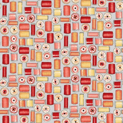 Patchwork anyag - Makower - Sewing Room Reels Red 2505-R