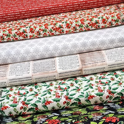 Patchwork anyag - Free Spirit - Christmastime. by Tim Holtz 164RED