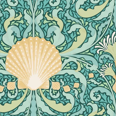 Patchwork anyag - Tilda Cotton Beach - Scallop shell teal 100336