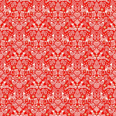 Patchwork anyag - Makower - Christmas Scandi Folk Red  2459-R