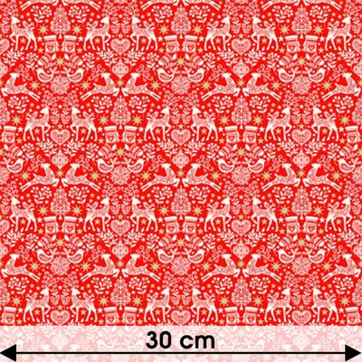 Patchwork anyag - Makower - Christmas Scandi Folk Red  2459-R