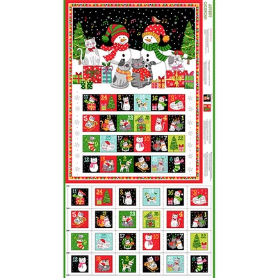 Patchwork anyag - Makower - Christmas Santa Paws Cats advent 2477-1 Panel, 60cm