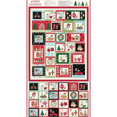 Patchwork anyag - Makower - Christmas 23 Advent Cosy  2574-1 Panel, 60cm