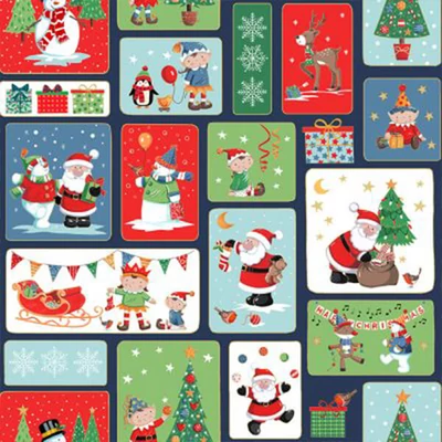 Patchwork anyag - Makower - Christmas 23 Santa Blocks  2583-1 Panel, 30cm