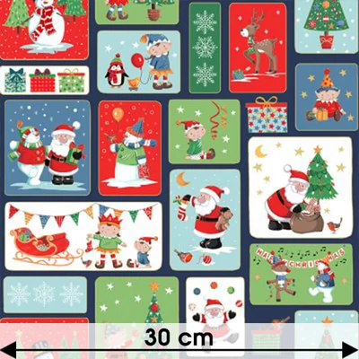 Patchwork anyag - Makower - Christmas 23 Santa Blocks  2583-1