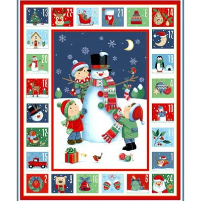 Patchwork anyag - Makower - Christmas 23 Advent Santa Snowman  2589-1 Panel, 60cm