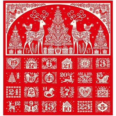 Patchwork anyag - Makower - Christmas 25 Scandi Advent Red 117/R, Panel, 60cm