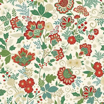 Patchwork anyag - Makower - Adorn 213-Q Bloom Cream