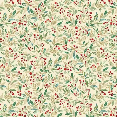 Patchwork anyag - Makower - Adorn 214-Q Holly Cream
