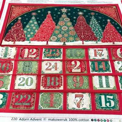 Patchwork anyag - Makower - Adorn 220-1 Advent Multi Panel, 60cm