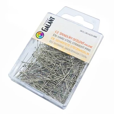 Gombostű készlet, 0,55x30 mm, 20 g, műanyag dobozban