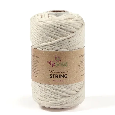 ReTwisst Macrame String makraméfonal, 3 mm, 250 g -  07, törtfehér