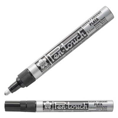 Sakura Pen-Touch lakkfilc, medium (2 mm) - silver