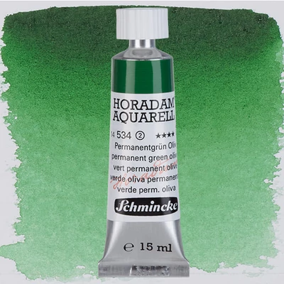 Schmincke Horadam tubusos akvarellfesték, 15 ml - 534, permanent green olive