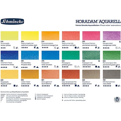 Schmincke Horadam akvarellfesték készlet - 18x5 ml, fémdobozos