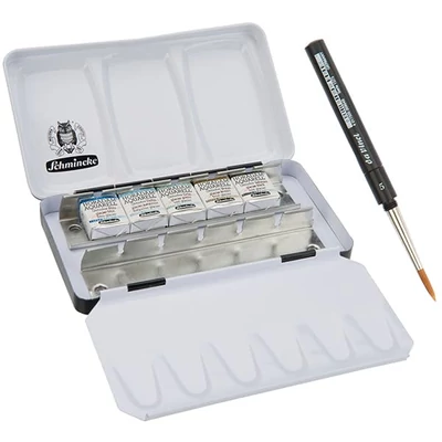 Schmincke Horadam akvarellfesték készlet, szuper granuláló - 5x1/2 szilke + ecset, Glacier