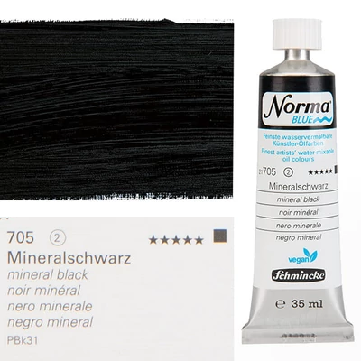 Schmincke Norma Blue vegán vizes olajfesték, 35 ml - 705, mineral black