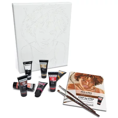 Sennelier Abstract akril festőkészlet, Step by Step - Blessing Portrait: 7x21 ml + festővászon + ecset