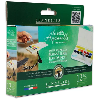 Sennelier la petite Aquarelle Hands-free akvarellfesték készlet - 12x1/2 szilke + víztartályos ecset