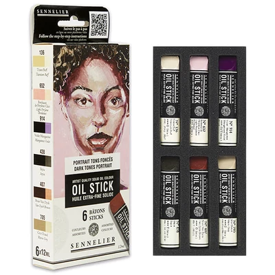Sennelier Oil Stick olajfesték rúd készlet - 6x12 ml, dark tones portrait
