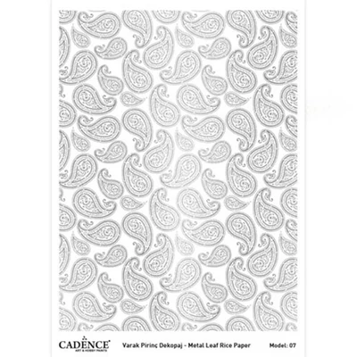 Rizspapír, Cadence, ezüst metálfólia, A3 - paisley