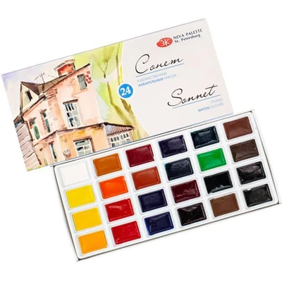 Sonnet akvarellfesték készlet, szilkés - 24 db-os