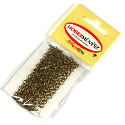 Fém lánc ékszerkészítéshez, 2 m - antik bronz színű, 3x4 mm