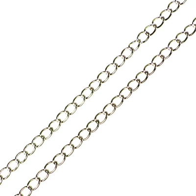 Fém lánc ékszerkészítéshez, 2 m - ródium, 3x6 mm