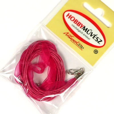 Organza nyaklánc viaszolt szállal, delfin kapoccsal - pink