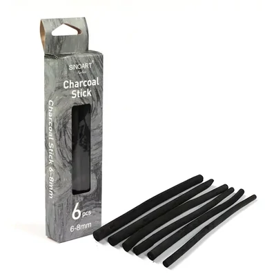 Égetett rajzszén készlet- 6 db, 6-8 mm