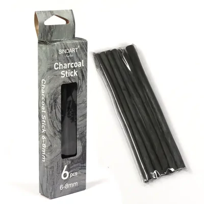 Égetett rajzszén készlet- 6 db, 6-8 mm