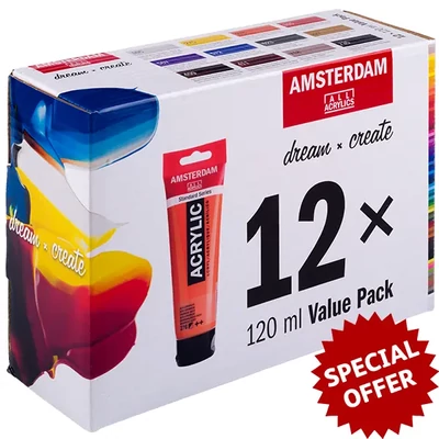 Talens Amsterdam akrilfesték készlet - 12x120 ml, Value pack
