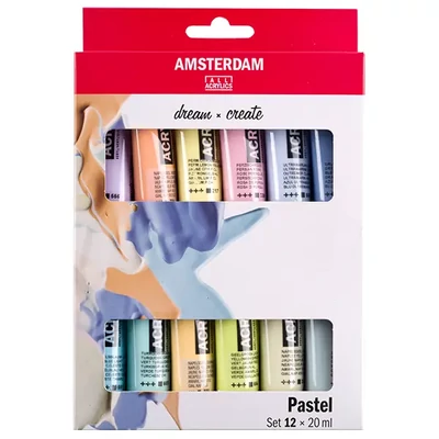 Talens Amsterdam akrilfesték készlet - 12x20 ml, pasztell színek