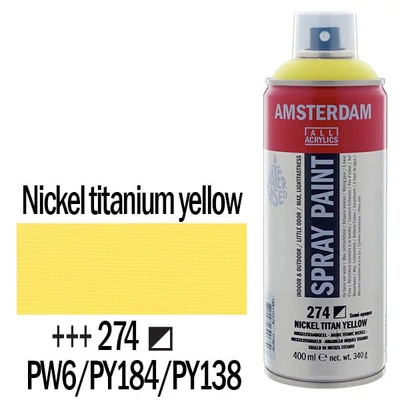 Talens Amsterdam vízbázisú akrilfesték spray, 400 ml - 274, nickel titanium yellow