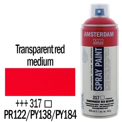Talens Amsterdam vízbázisú akrilfesték spray, 400 ml - 317, transparent red medium